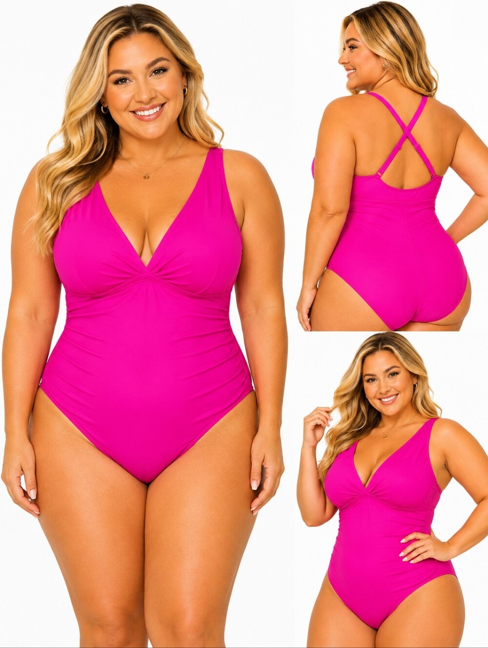 Torrid Hot Pink Barbiecore Poolside Glam One-Piece Swimsuit Size 3X